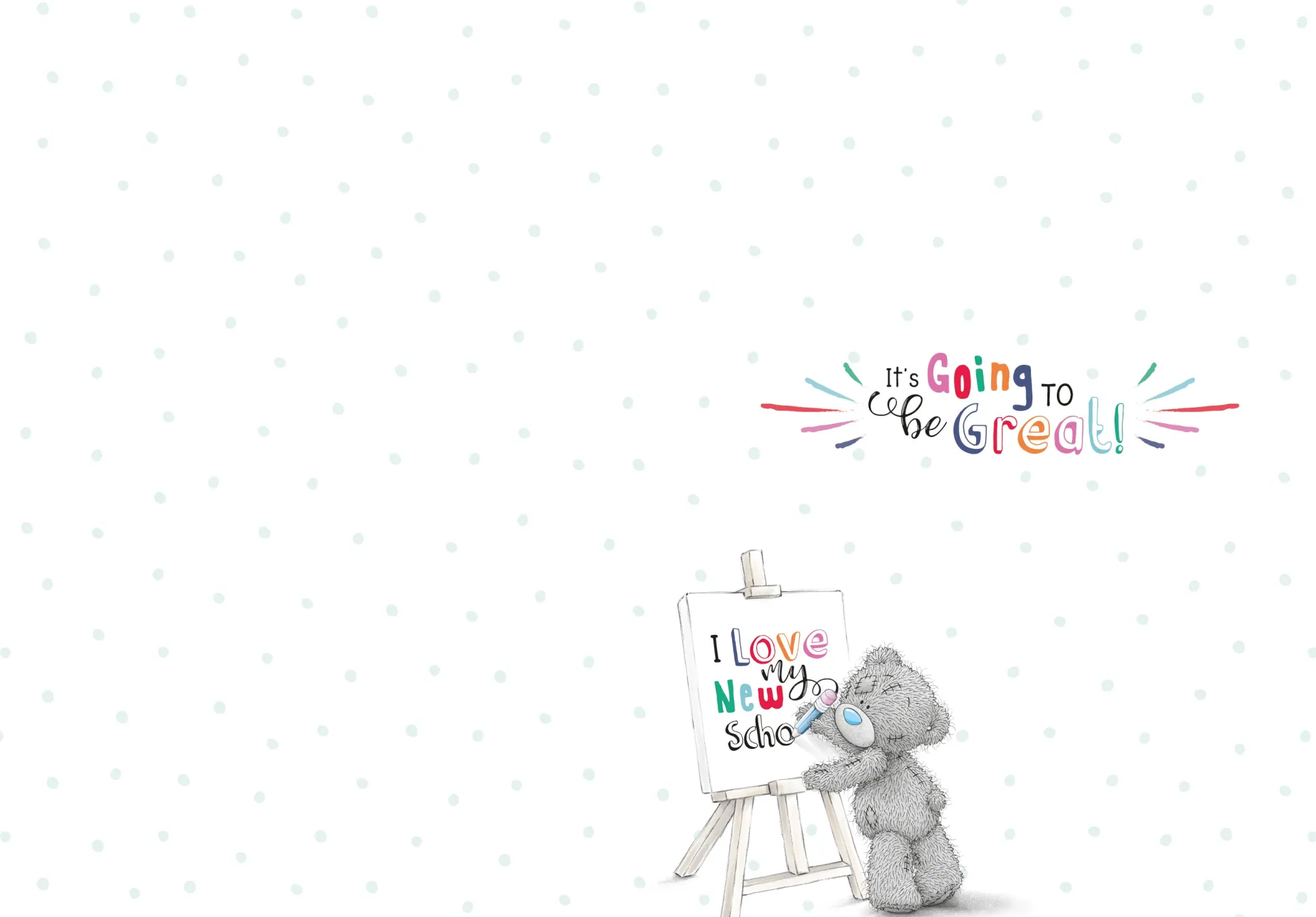 Me To You Tatty Teddy 'Off to Big School' Greeting Card 5x7ins - Official Collection