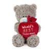 Me to You Tatty Teddy Plush 10cm-High Thank You Teacher Bear Holding 'World's Best Teacher' Apple - Official Collection