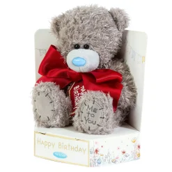 Me to You Tatty Teddy Plush 15cm-High Birthday Bear With Satin Bow On Luxury Gift Plinth - Official Collection