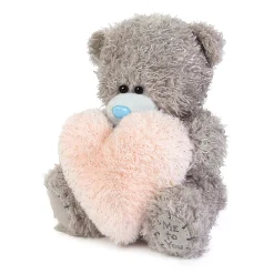 Me to You Tatty Teddy Plush 15cm-High 'With Love' Bear Holding Fluffy Heart On Luxury Gift Plinth - Official Collection