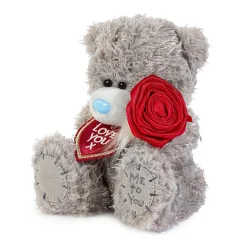 Me to You Tatty Teddy Plush 15cm-High I Love You Bear With Rose On Luxury Gift Plinth - Official Collection