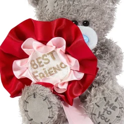 Me to You Tatty Teddy Plush 15cm-High Bear With Best Friend Rosette On Luxury Gift Plinth - Official Collection