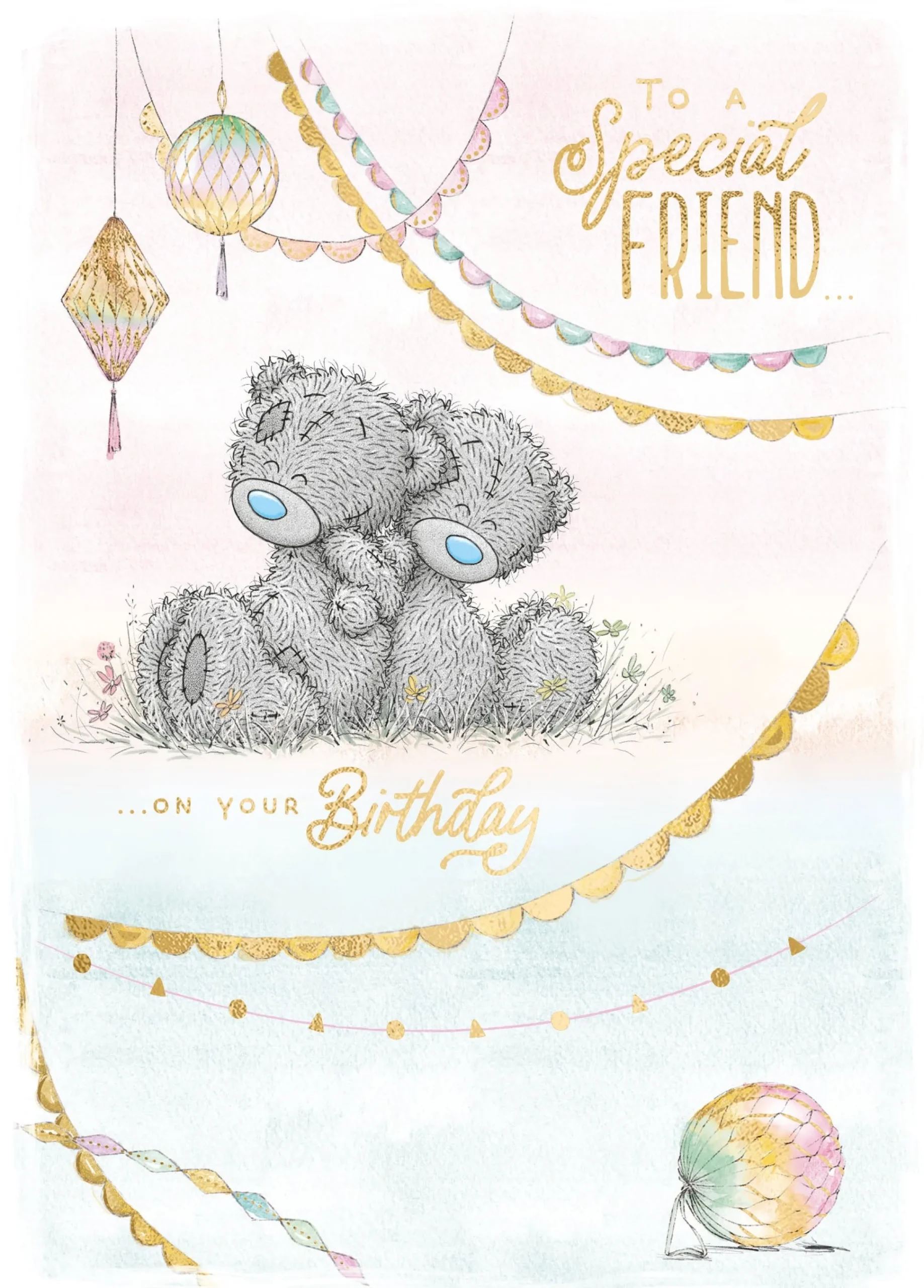 Me to You Tatty Teddy Special Friend With Lanterns Birthday Greeting Card 5x7ins -