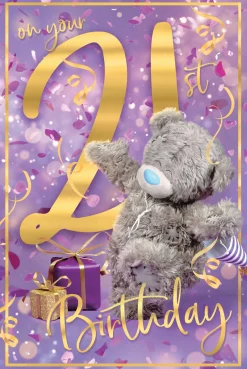 Me To You Tatty Teddy 21st Birthday Card 3D Lenticular Design 6 x 9