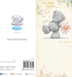 Me to You Tatty Teddy Thank You Greeting Card 8 x 4 Inches (20 x 10 Cms) - Official Collection
