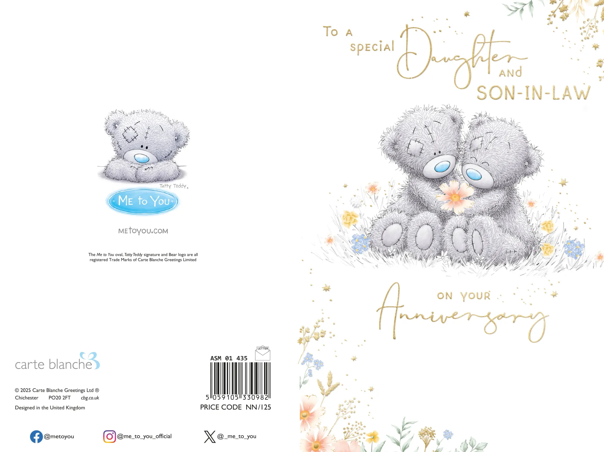 Me to You Tatty Teddy Wedding Anniversary Greeting Card To A Special Daughter And Son-In-Law, With Insert, 6 x 9 Inches (15 x 22 Cms) -