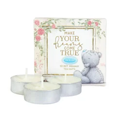 Me to You Tatty Teddy Wine Glass, Wooden Tealight Holder & Secret Message Tealights In Luxury Gift Box