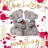 Me to You Tatty Teddy You Mean Everything To Me 3D Keepsake Birthday Greeting Card 6x6ins -
