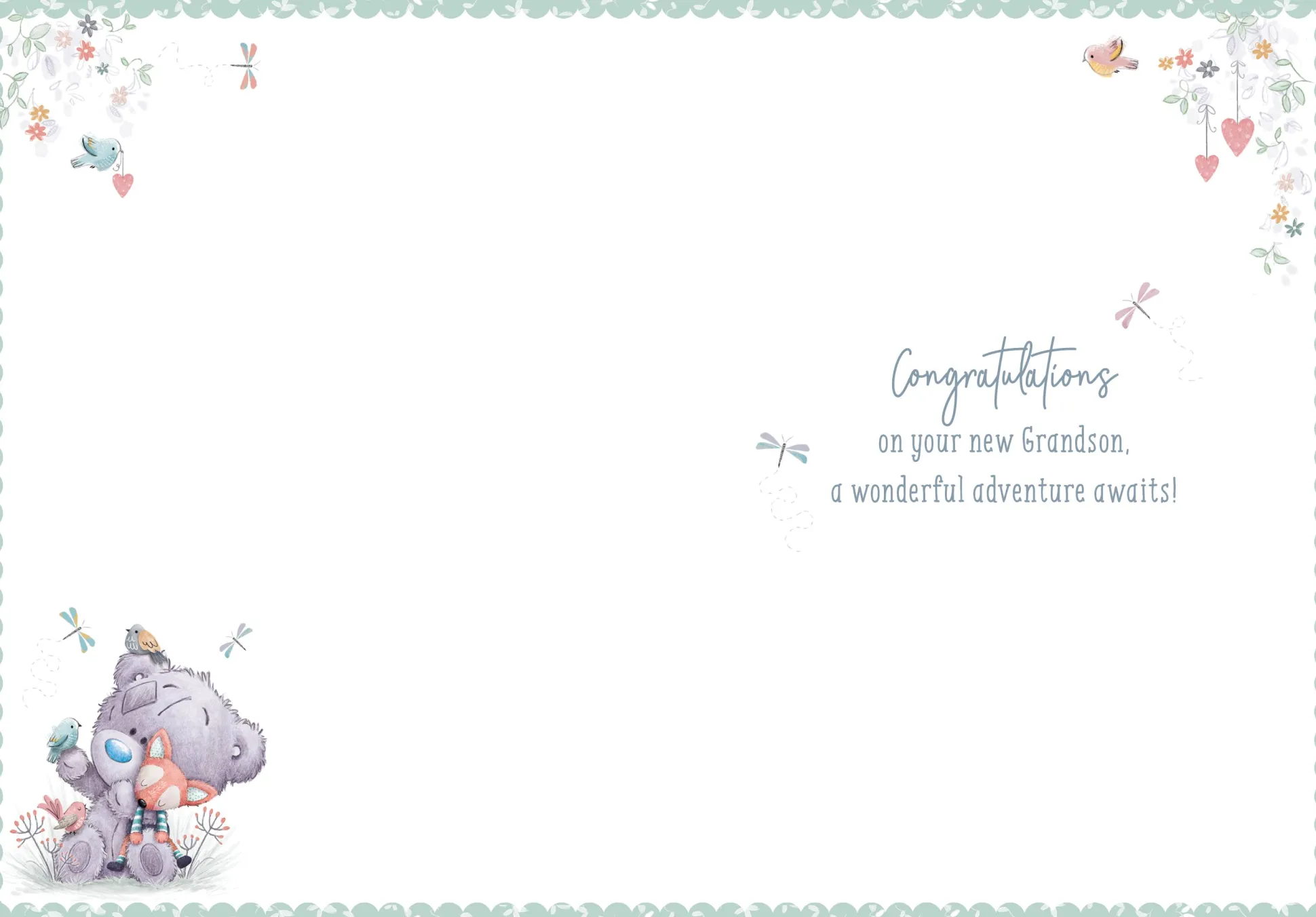 Me to You Tiny Tatty Teddy Grandson Birth Congratulations Card For New Grandparents 5 x 7 inches - Official Collection