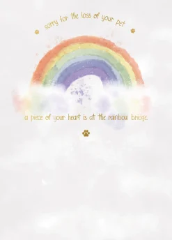 Pet Sympathy Card | Thinking Of You After Loss Of A Pet | Rainbow Design By Wishing Well Studios 5 x 7"