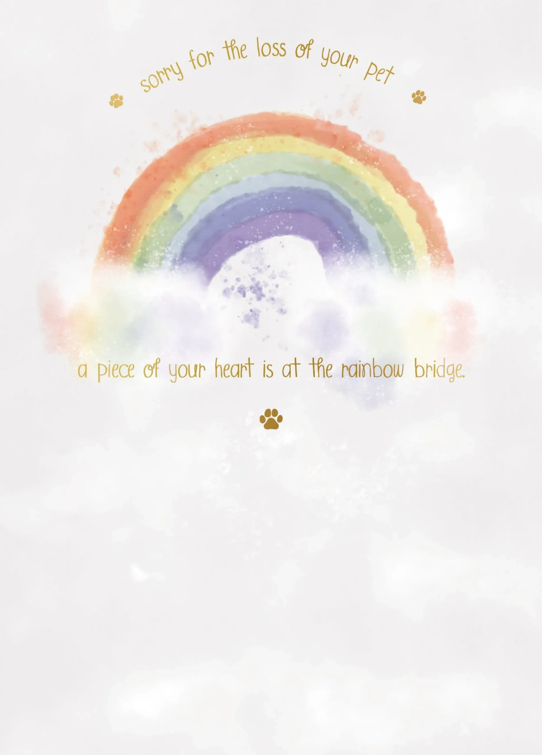 Pet Sympathy Card | Thinking Of You After Loss Of A Pet | Rainbow Design By Wishing Well Studios 5 x 7"