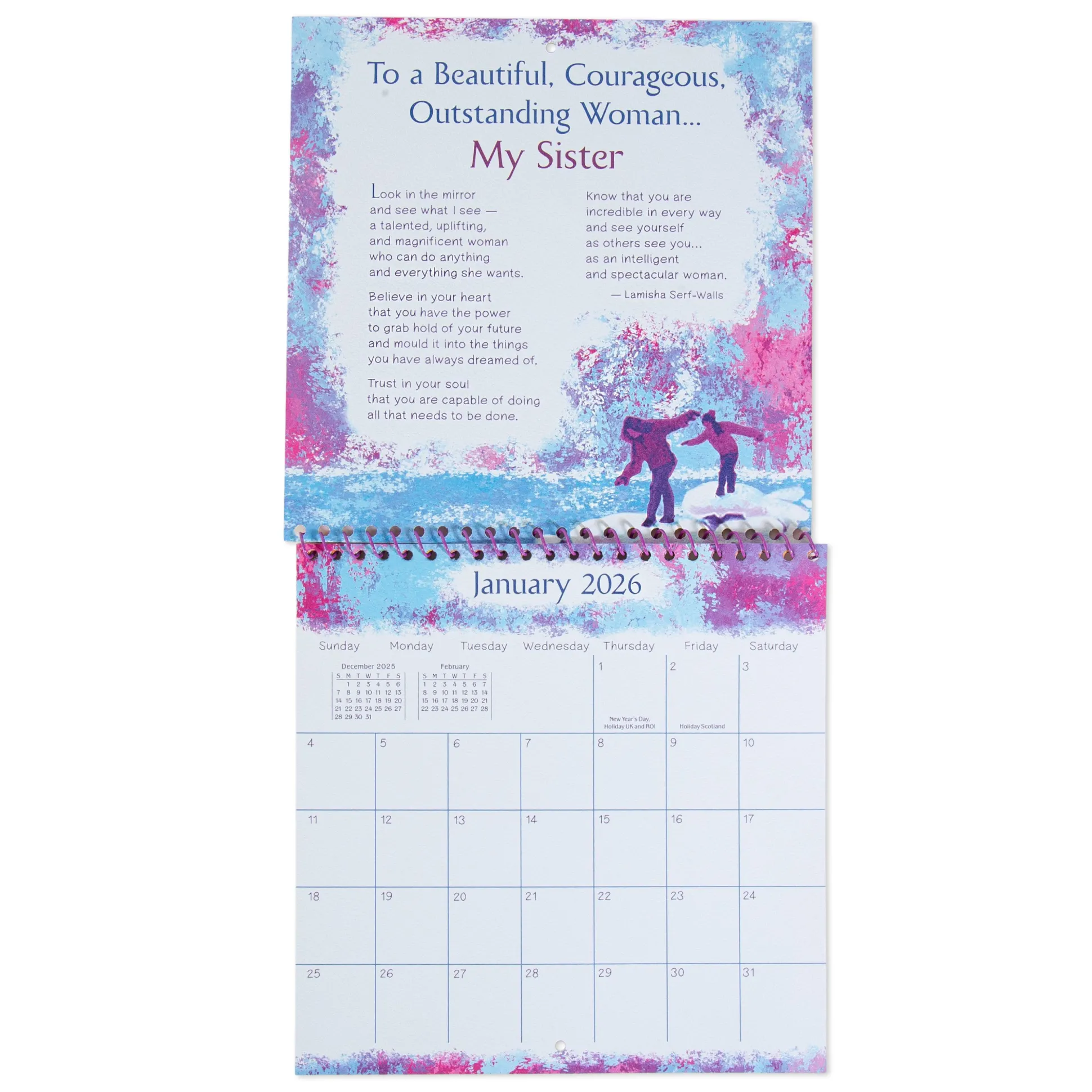 Sisters Are Forever - A Blue Mountain Arts Collection Hanging Wall Calendar 2026