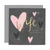 Stunning Foiled Anniversary Card For Wonderful Wife, With Bespoke Dotty Envelope - Anise Greeting Card by Hotchpotch London Size 6 x 6 inches