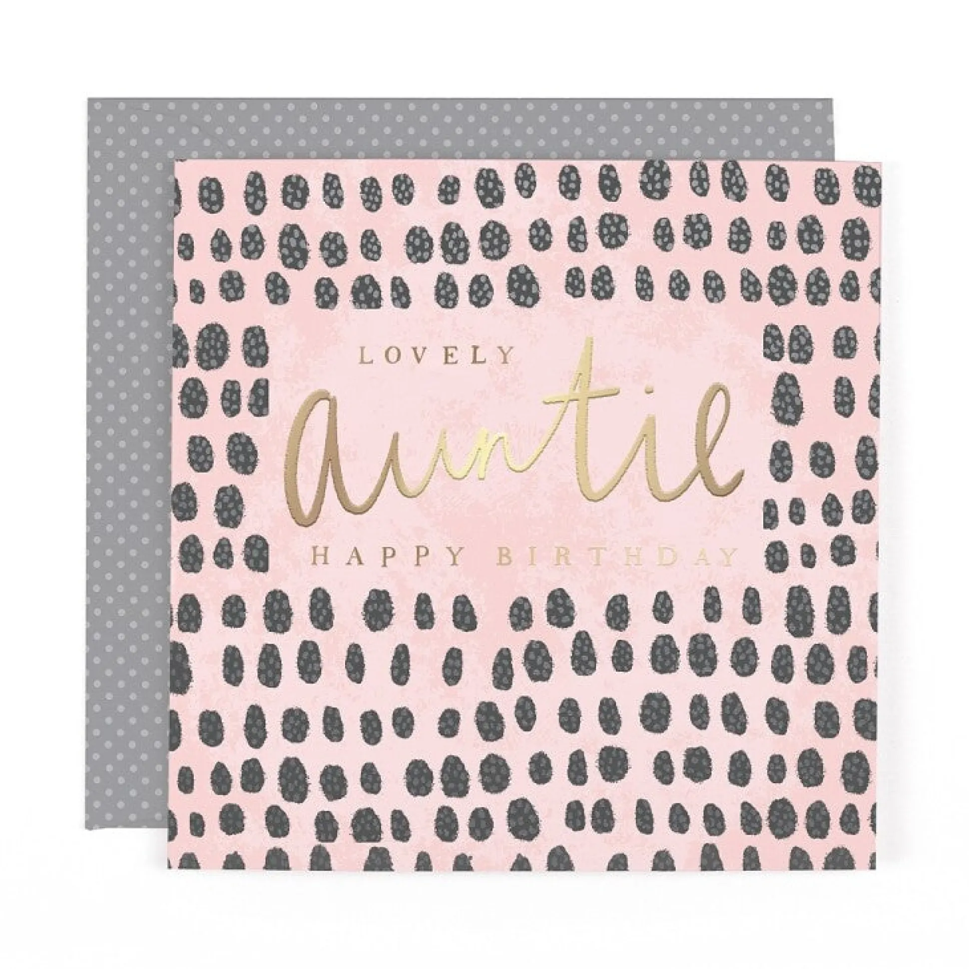 Stunning Foiled Birthday Card For Auntie, With Bespoke Dotty Envelope - Anise Greeting Card by Hotchpotch London Size 6 x 6 inches
