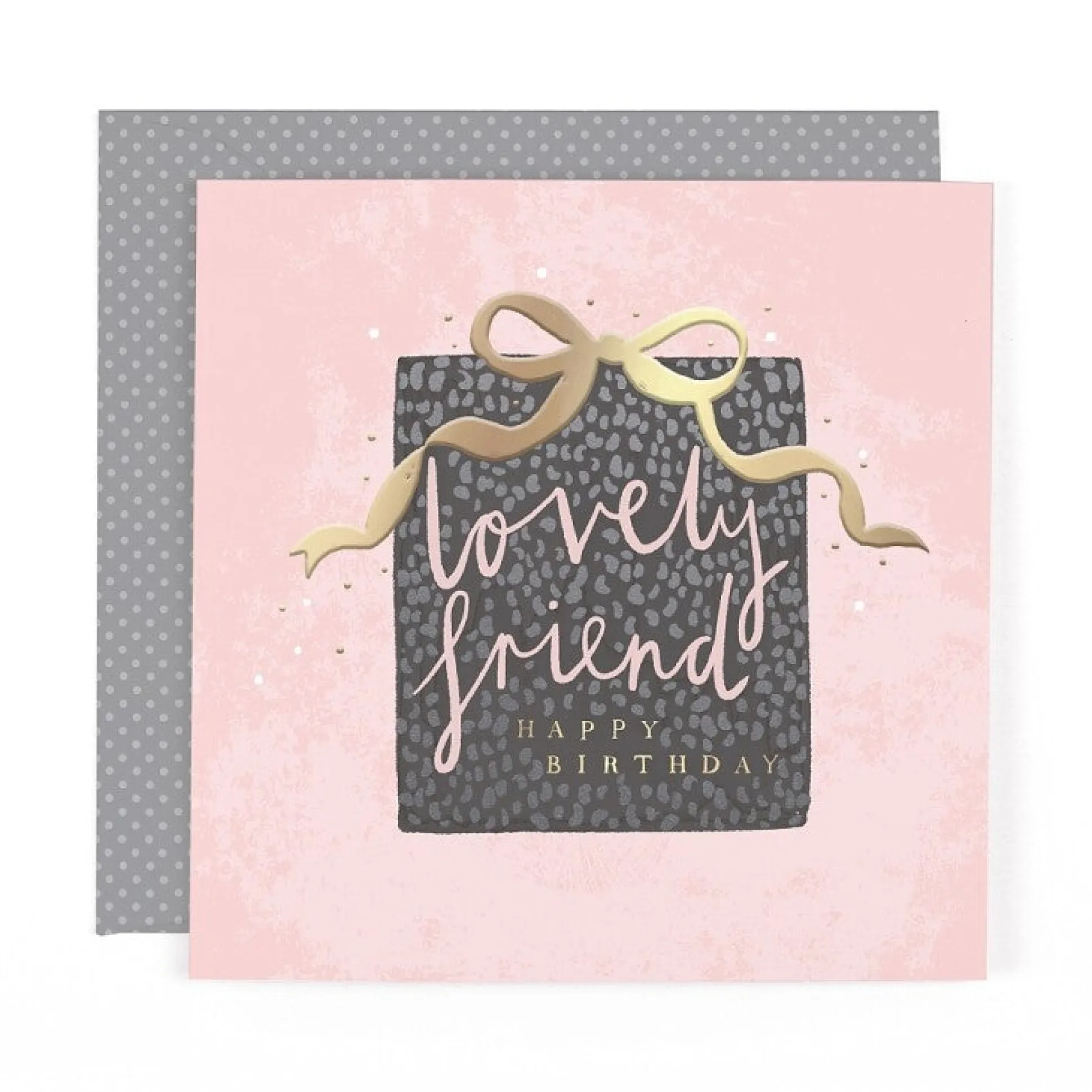 Stunning Foiled Birthday Card For A Lovely Friend, With Bespoke Dotty Envelope - Anise Greeting Card by Hotchpotch London Size 6 x 6 inches