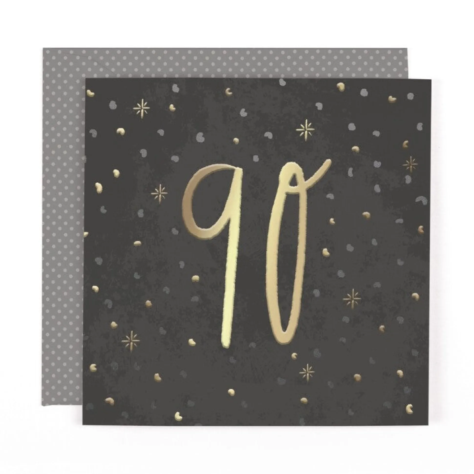 Stunning Foiled Birthday Card For 90th Birthday, With Bespoke Dotty Envelope - Anise Greeting Card by Hotchpotch London Size 6 x 6 inches