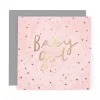 Stunning Foiled New Baby Birth Congrats Card For Baby Girl, With Bespoke Dotty Envelope - Anise Greeting Card by Hotchpotch London Size 6 x 6 inches