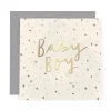 Stunning Foiled New Baby Birth Congrats Card For Baby Boy, With Bespoke Dotty Envelope - Anise Greeting Card by Hotchpotch London Size 6 x 6 inches