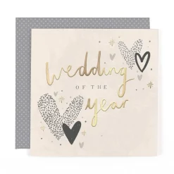 Stunning Foiled Wedding Congrats Card For Bride And Groom, With Bespoke Dotty Envelope - Anise Greeting Card by Hotchpotch London Size 6 x 6 inches