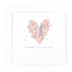 Stunning Pearl Wedding Anniversary Congratulations Card, Hand-Painted Floral Design With Silver Foil For 30-Year Anniversary - Primrose Hill Collection by Hotchpotch London Size 6 x 6 inches
