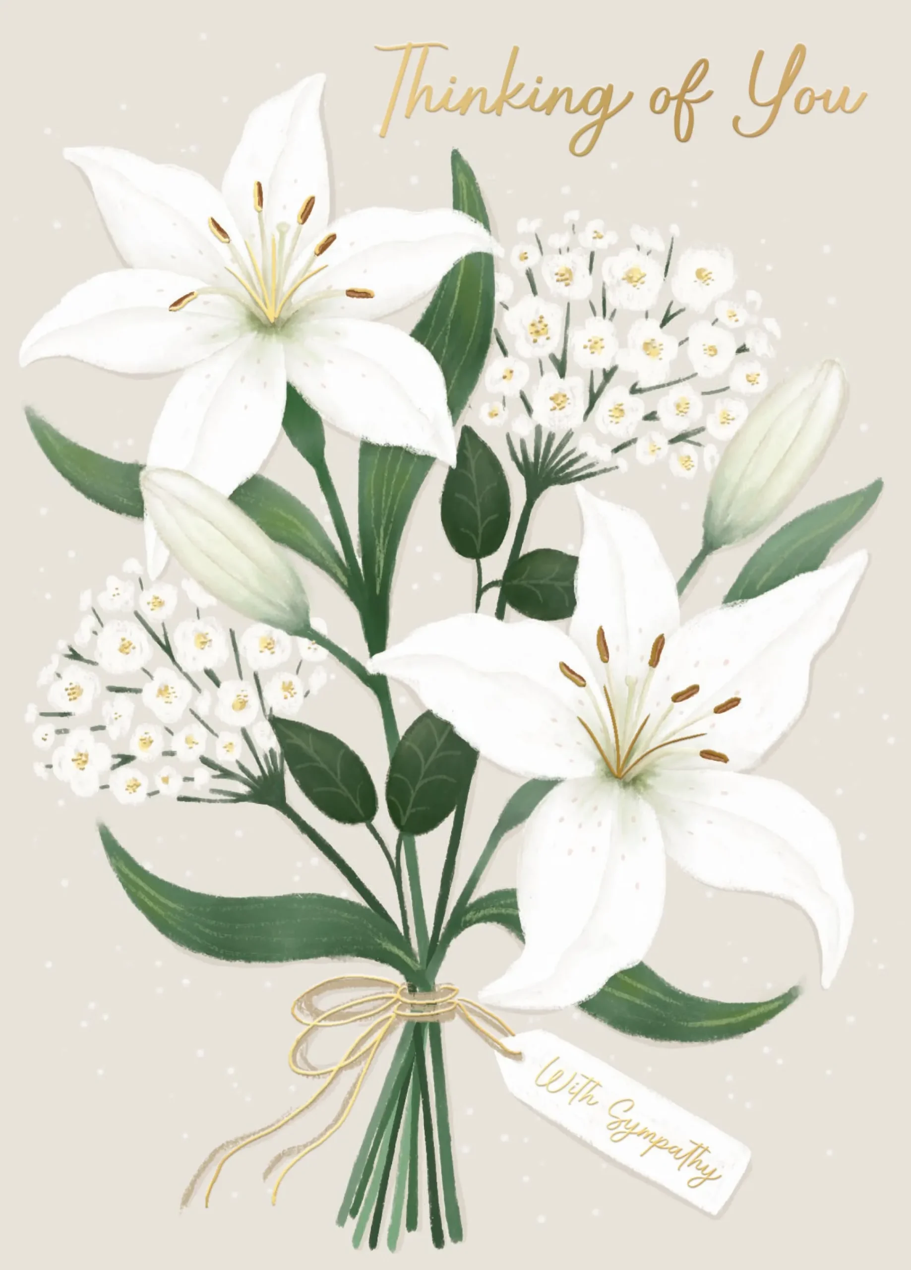 Sympathy Card | Thinking Of You Condolence Card| Lillies Design By Wishing Well Studios 5 x 7"