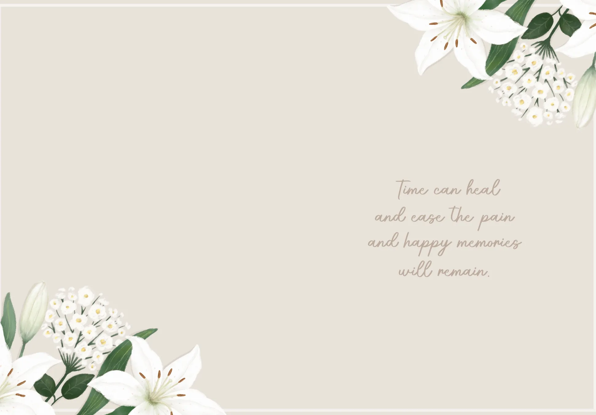 Sympathy Card | Thinking Of You Condolence Card| Lillies Design By Wishing Well Studios 5 x 7"