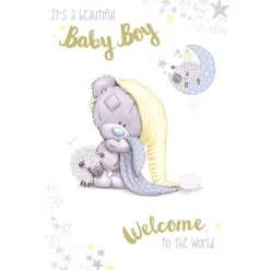 Tiny Tatty Teddy Baby Boy Welcome to The World Card