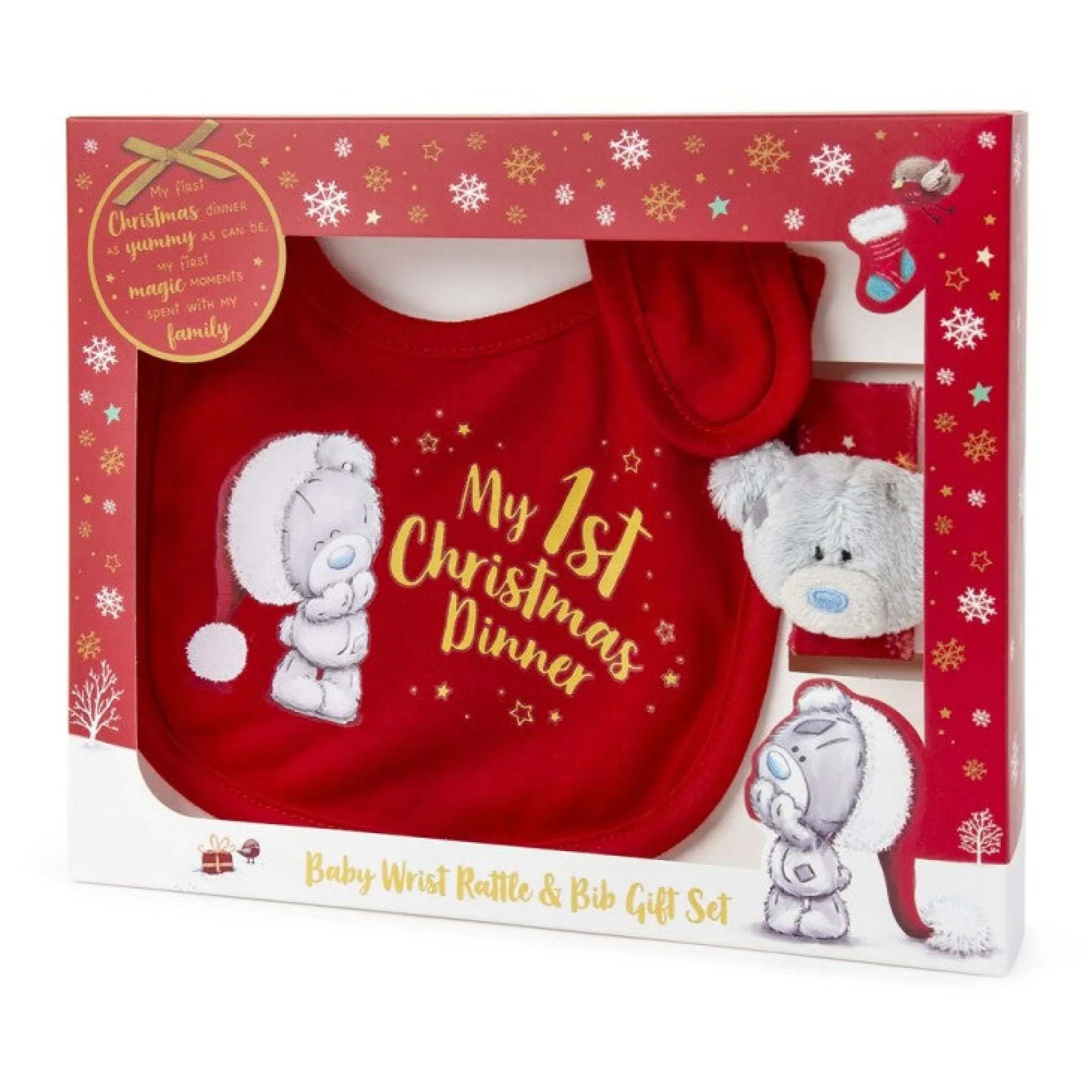 Tiny Tatty Teddy Christmas Bib and Wirst Rattle Set